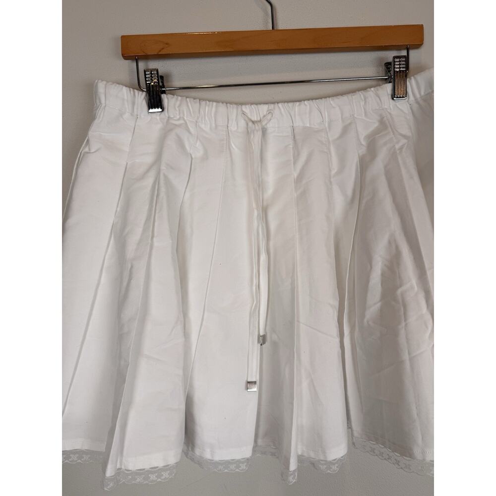 J. Crew Pleated tie-waist mini skirt Large White Pleated Skirt NEW - Picture 3 of 7